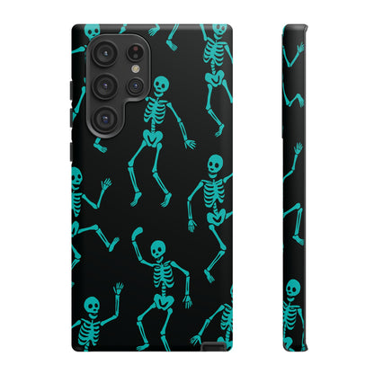 Dancing Teal Skeletons Phone Case | Tough Protective Case for Iphone, Samsung Galaxy and Pixel