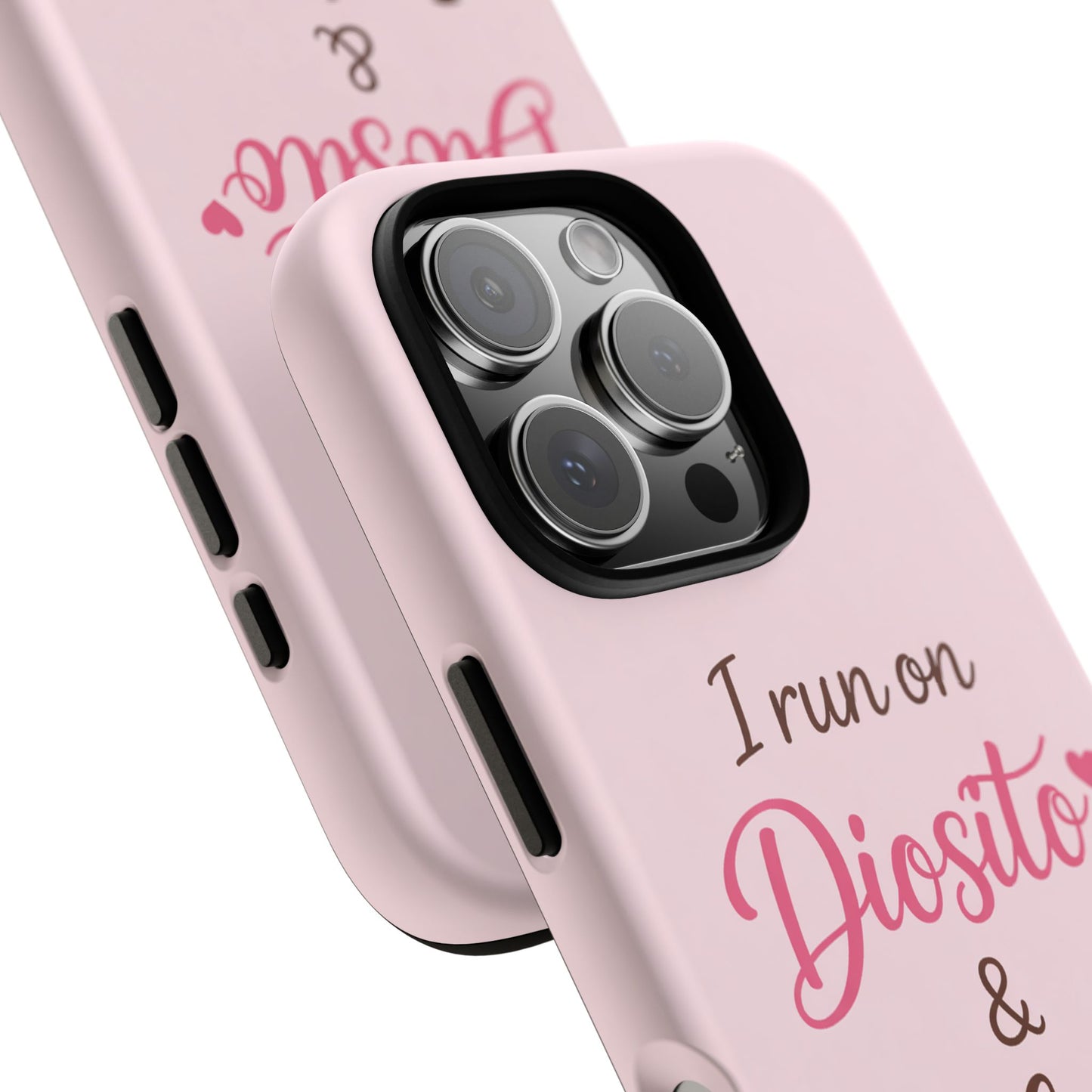 I Run on Diosito y Cafecito Phone Case, Pink Aesthetic Latina Faith Coffee Case, Girly Protective iPhone Samsung Cover