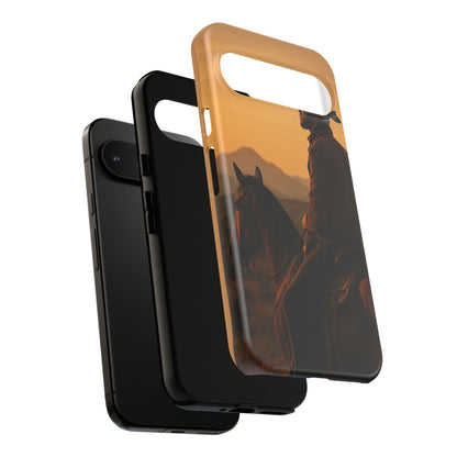 Western Cowboy Sunset Phone Case | Horse Rider Desert Aesthetic Tough Protective Case