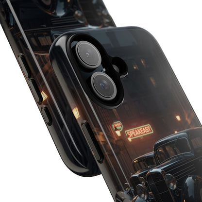 Vintage Classic Car Phone Case | Retro Noir Aesthetic | 1930s Street Scene Tough Case for iPhone & Samsung