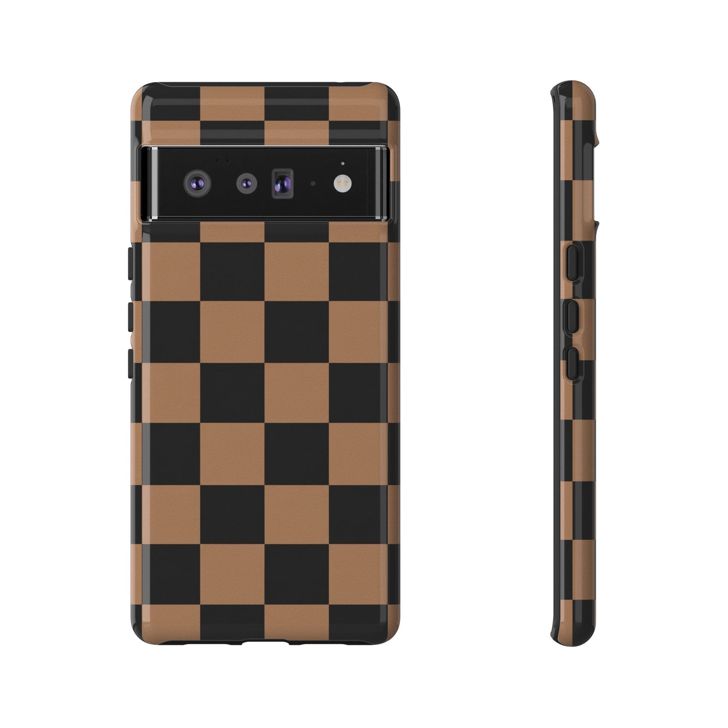 Brown Checkerboard Phone Case | Aesthetic Tough Protective Case