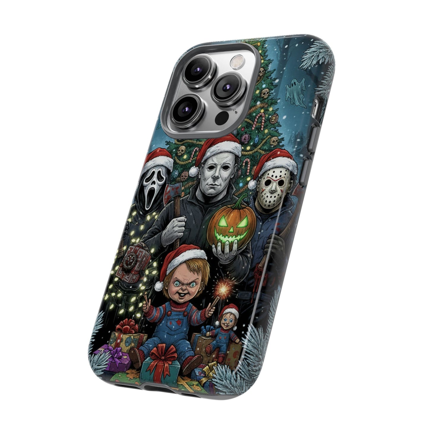 Christmas Horror Phone Case – Festive Slasher Collage Tough Case (iPhone, Samsung, Pixel)