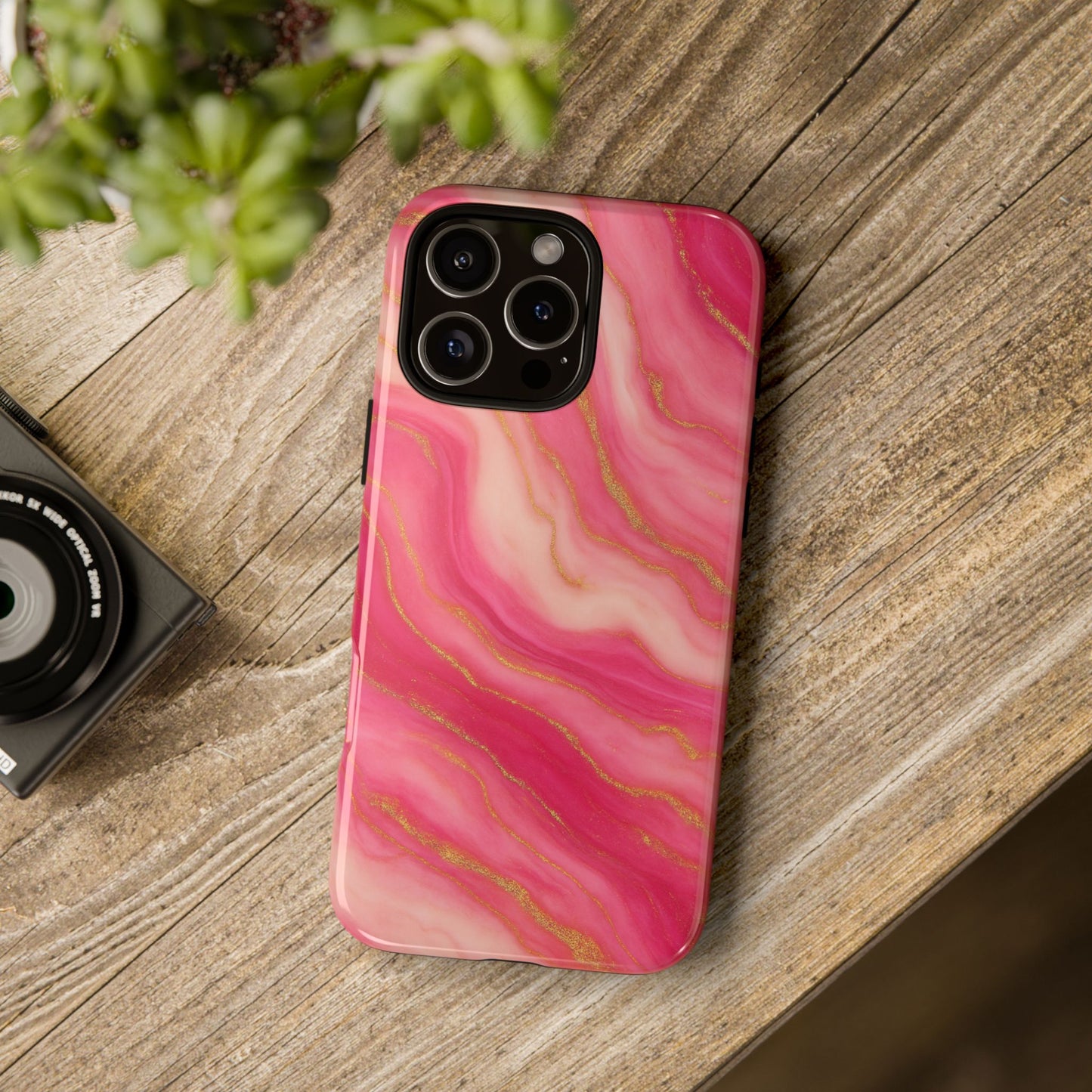 Pink Marble Phone Case | Rose Gold Swirl Aesthetic Tough Protective Case