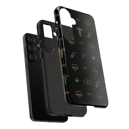 RN Nurse Phone Case – Minimal Medical Icon Pattern Healthcare Worker Tough Case