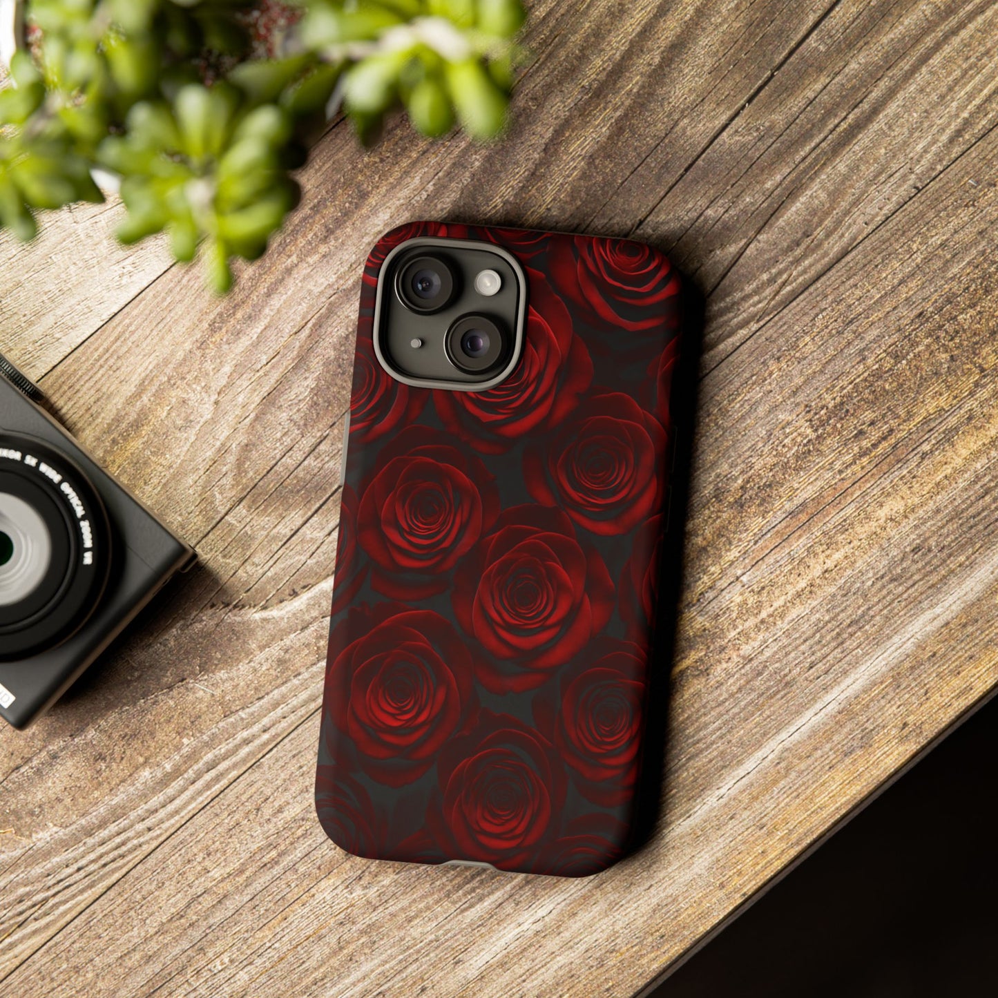 Dark Red Rose Phone Case – Gothic Floral Tough Case (iPhone, Samsung, Pixel)