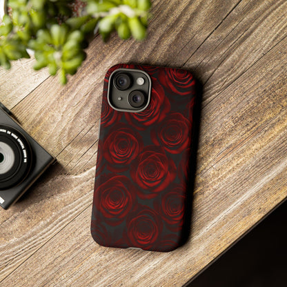 Dark Red Rose Phone Case – Gothic Floral Tough Case (iPhone, Samsung, Pixel)