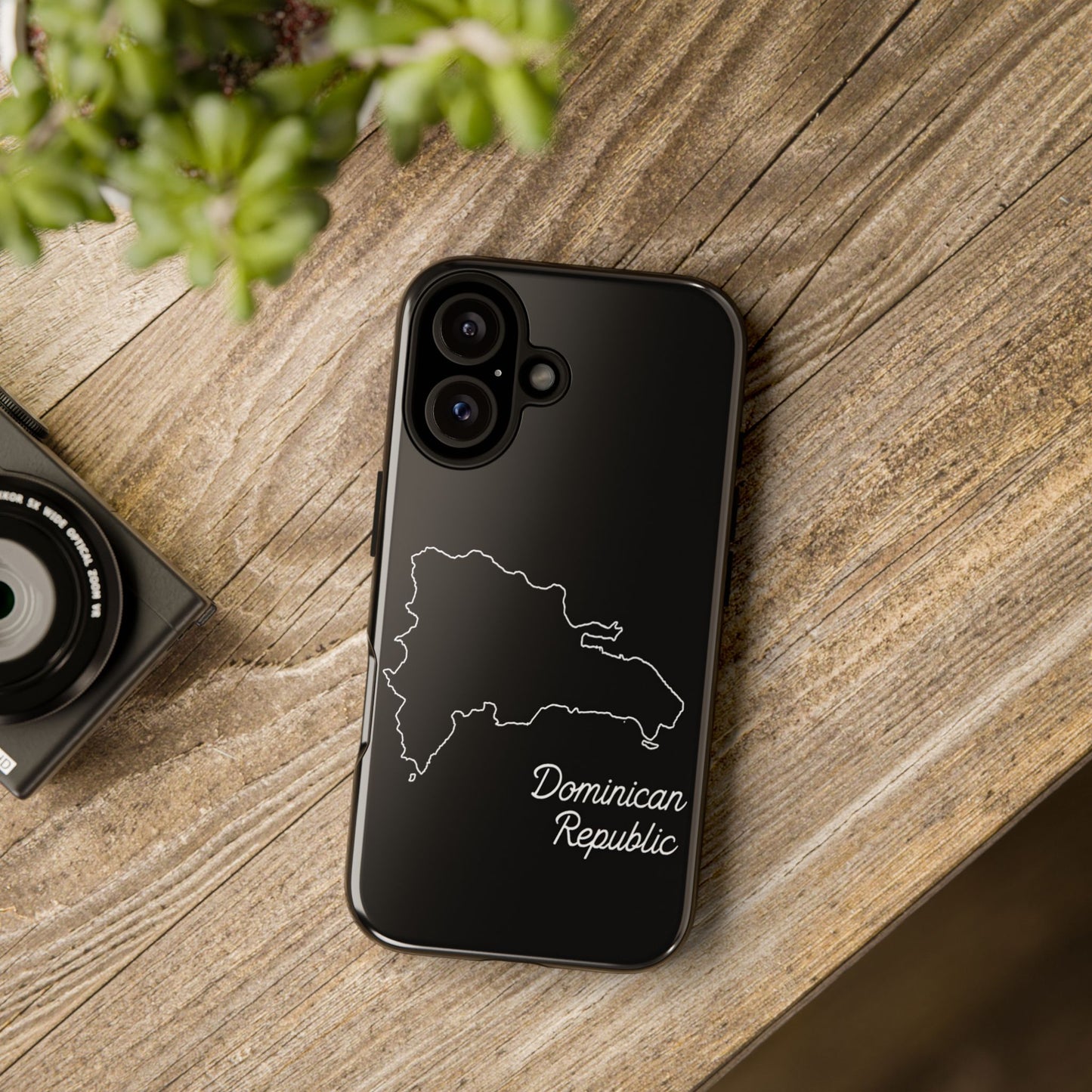 Dominican Republic Outline Phone Case – Minimal Country Map Tough Case (iPhone, Samsung, Pixel)