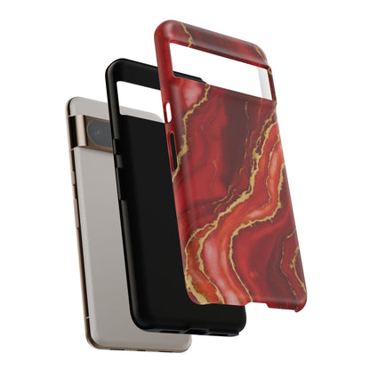 Red Agate Marble Phone Case with Gold Veins – Luxury Tough iPhone & Samsung Case