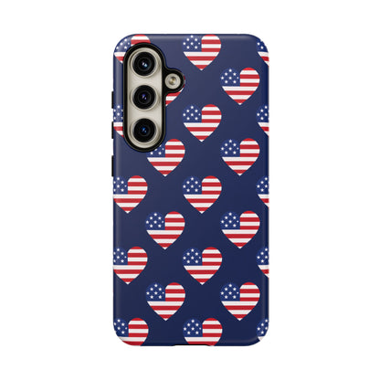 Patriotic American Flag Heart Phone Case – Tough Shockproof, USA Stars & Stripes for Iphone, Samsung Galaxy and Pixel