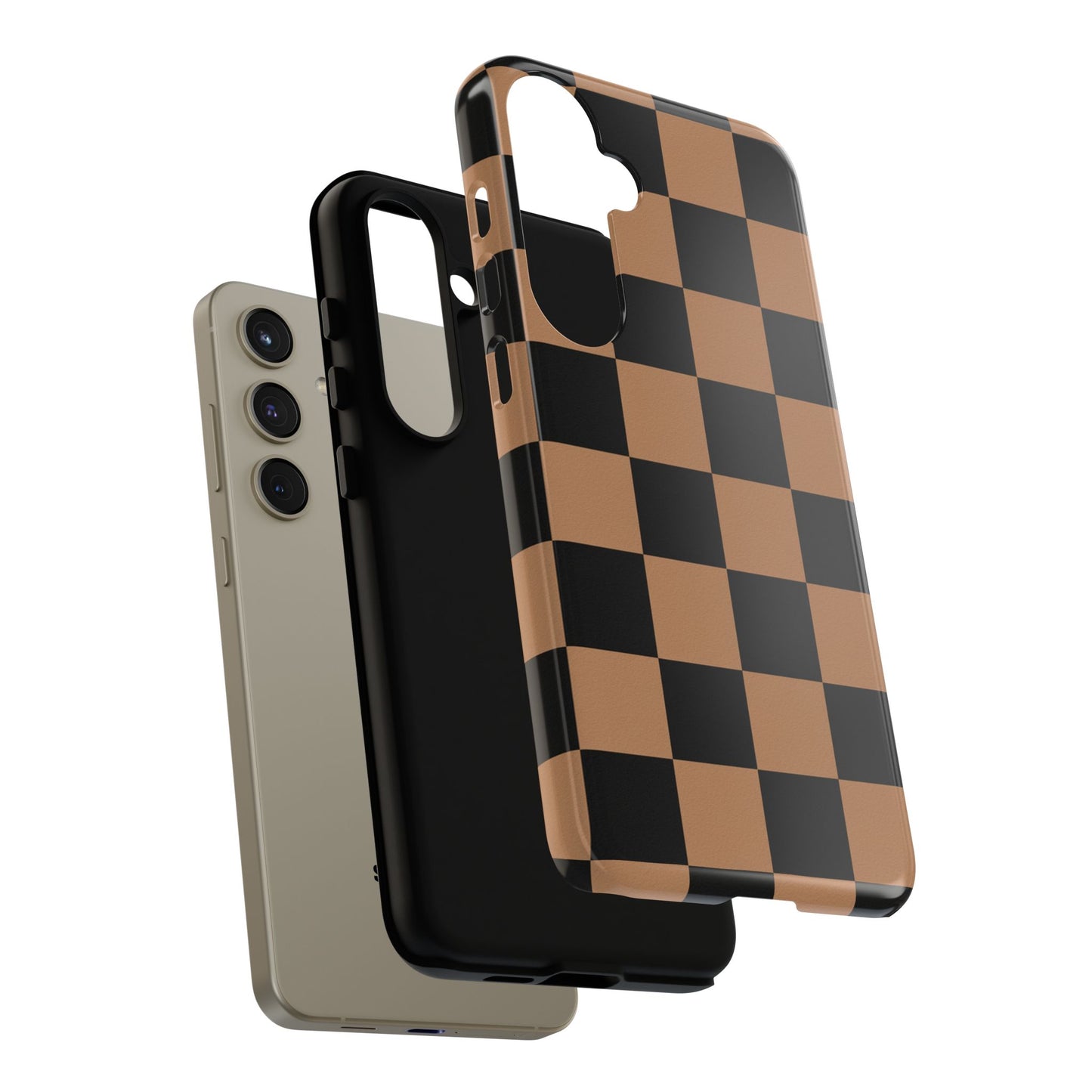 Brown Checkered Phone Case | Aesthetic Checkerboard iPhone & Samsung Tough Case