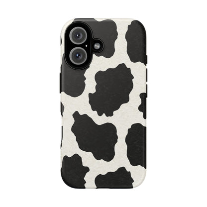 Black & White Cow Print Phone Case | Western Aesthetic iPhone & Samsung Tough Case
