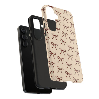 Coquette Bow Phone Case | Neutral Beige Aesthetic iPhone & Samsung Tough Case