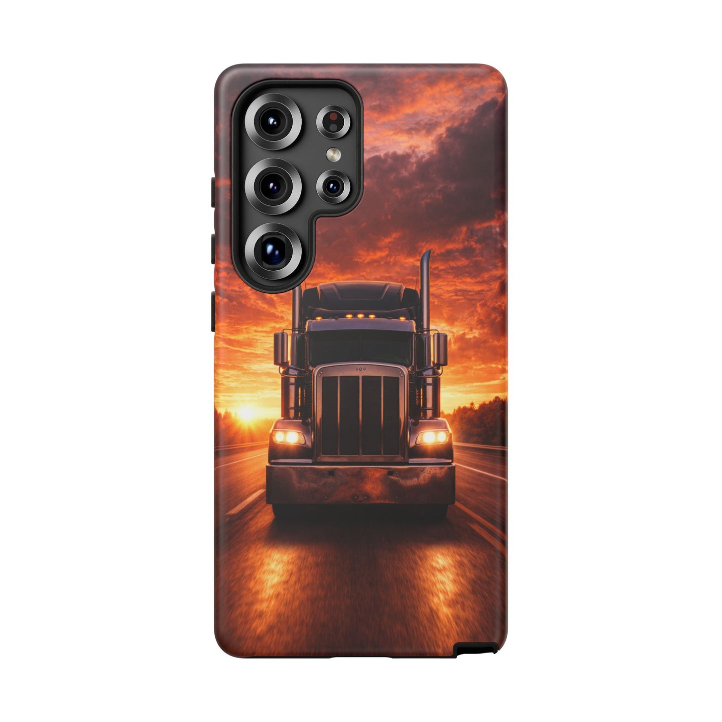 Big Rig Truck Phone Case Sunset Highway Semi Truck iPhone Samsung Cover