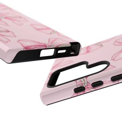 Pink Bow Pattern Phone Case | Coquette Aesthetic Tough Protective Case