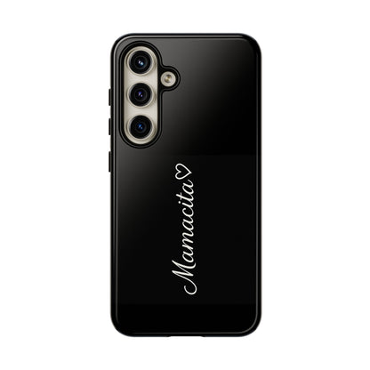 Mamacita Script Phone Case | Minimal Black Tough Case | Sleek Aesthetic Cover