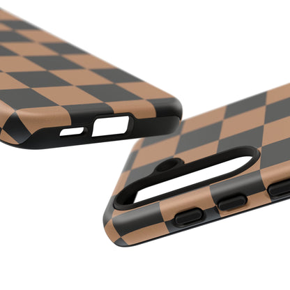 Brown Checkerboard Phone Case | Aesthetic Tough Protective Case