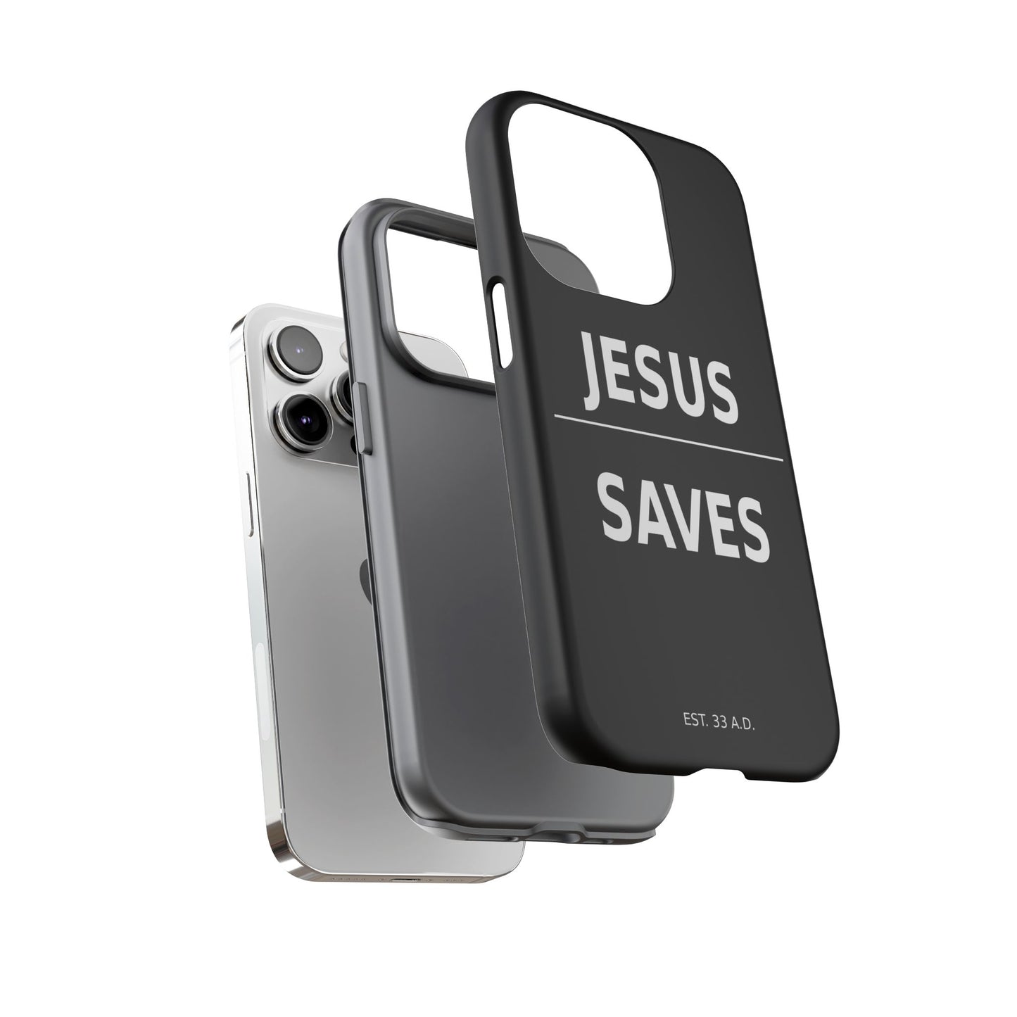 Jesus Saves Phone Case Christian Religious Minimalist Black Tough Cover