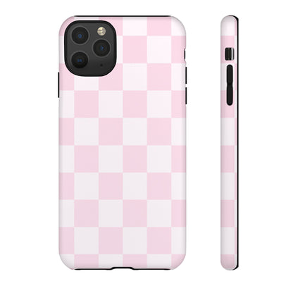 Pink Checkerboard Phone Case | Aesthetic Tough Protective Case