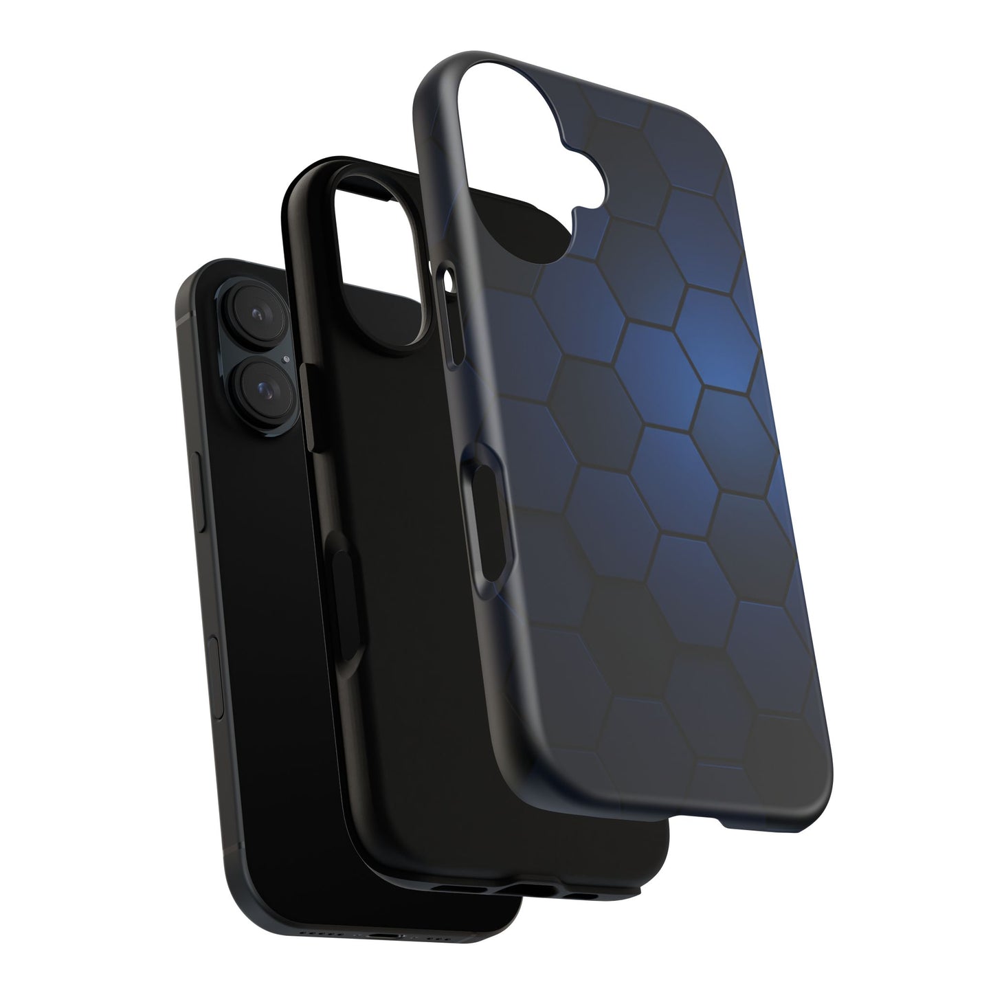 Blue Hexagon Gradient Phone Case | Honeycomb Geometric Tech Aesthetic | Minimalist Tough Case for iPhone & Samsung