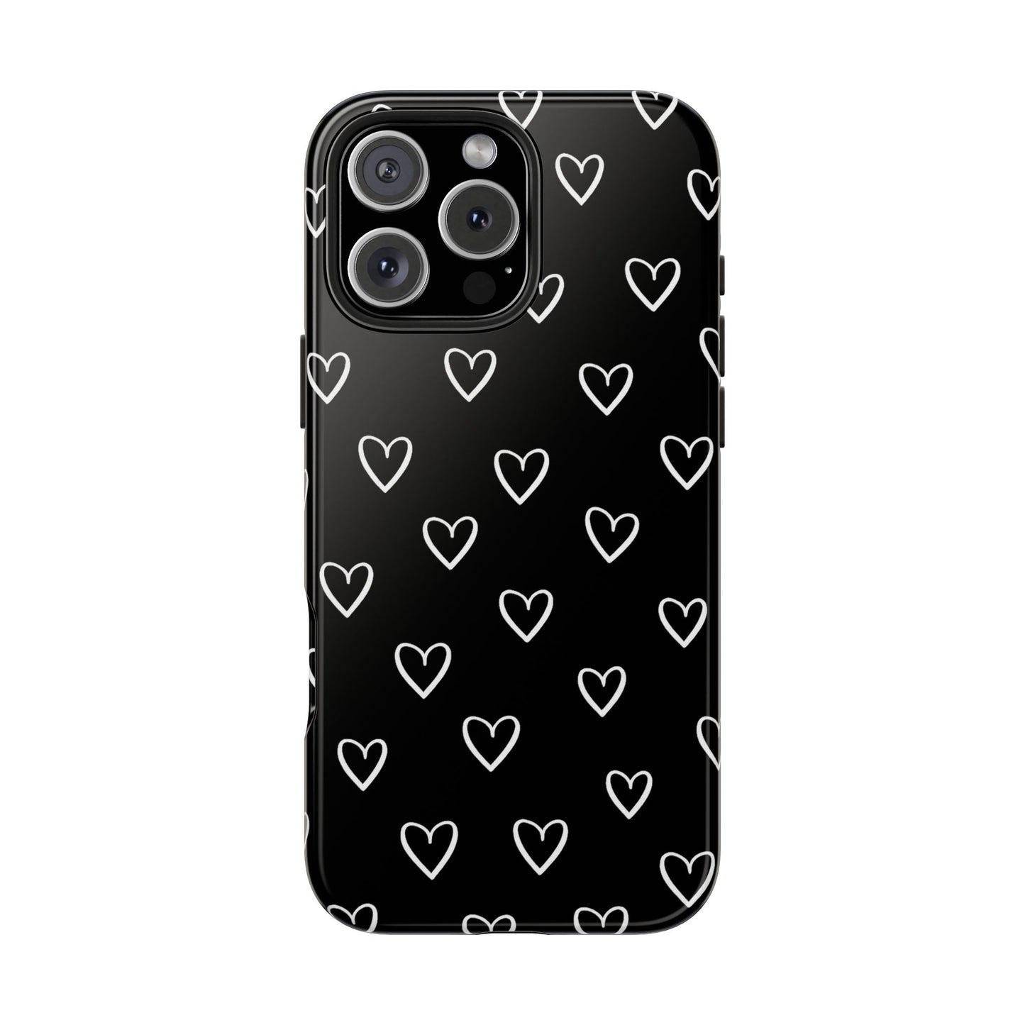 Doodle Heart Phone Case – Minimal Black & White Heart Pattern | Tough Protective Case