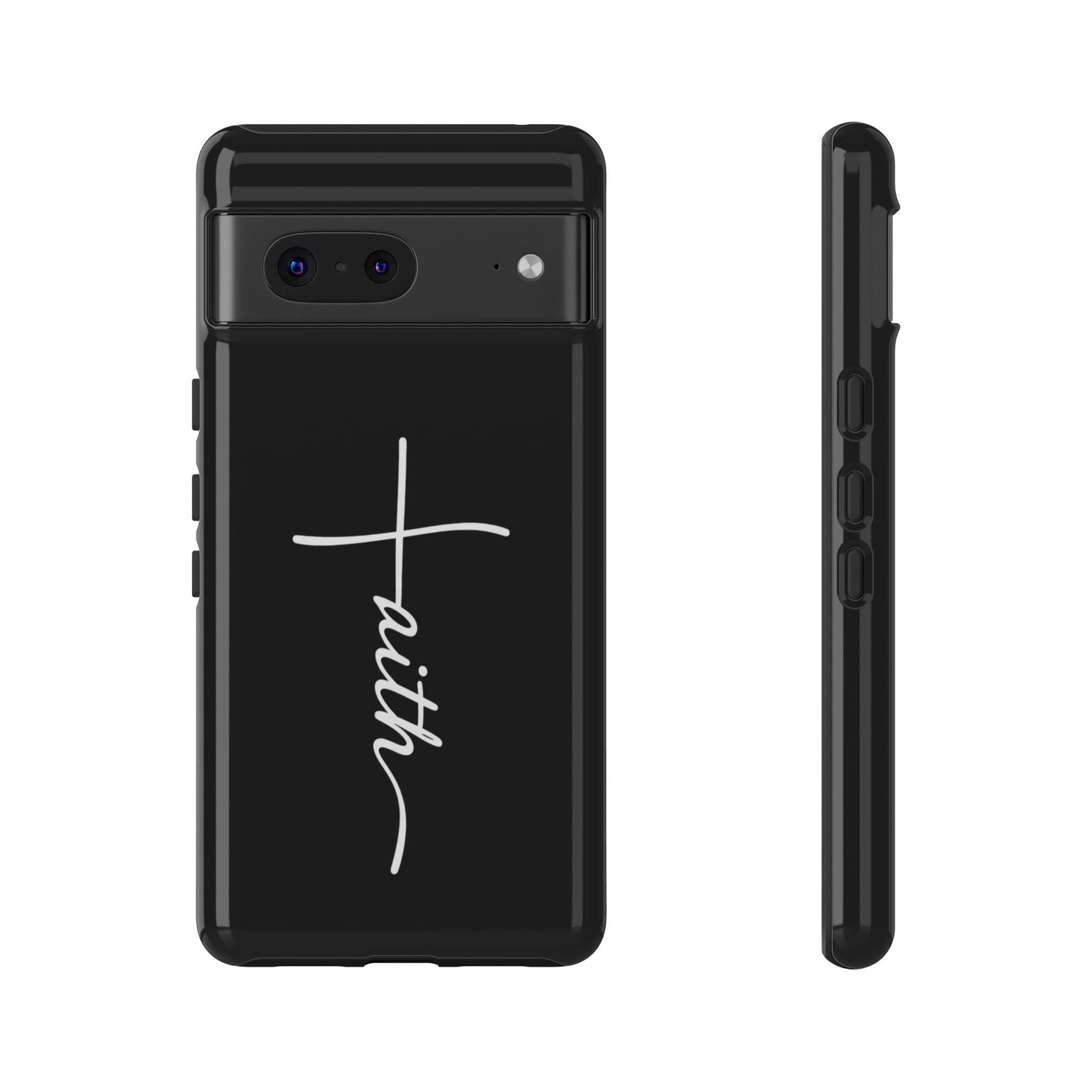 Faith Cross Phone Case, Christian Aesthetic Minimalist Black Matte Case, Religious Gift iPhone Samsung Cover