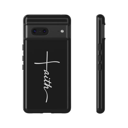 Faith Cross Phone Case, Christian Aesthetic Minimalist Black Matte Case, Religious Gift iPhone Samsung Cover