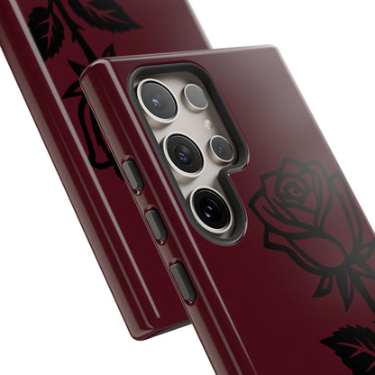 Black Rose Burgundy iPhone Case | Dark Aesthetic Shockproof Protective Cover