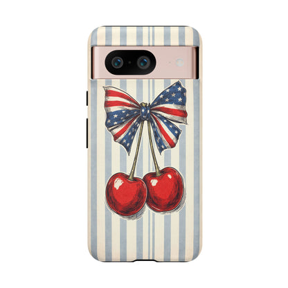 Patriotic Cherry Phone Case Americana Coquette Aesthetic iPhone Samsung