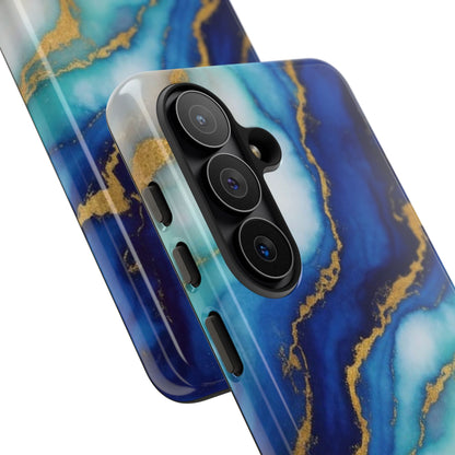 Blue & Gold Marble Phone Case – Luxury Resin Art Tough Case (iPhone, Samsung, Pixel)