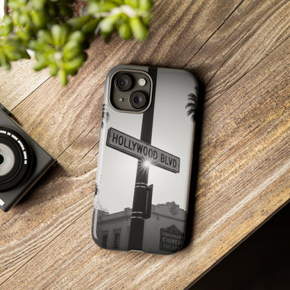 Hollywood Blvd Phone Case | Vintage Los Angeles Street Sign | Black & White LA Aesthetic