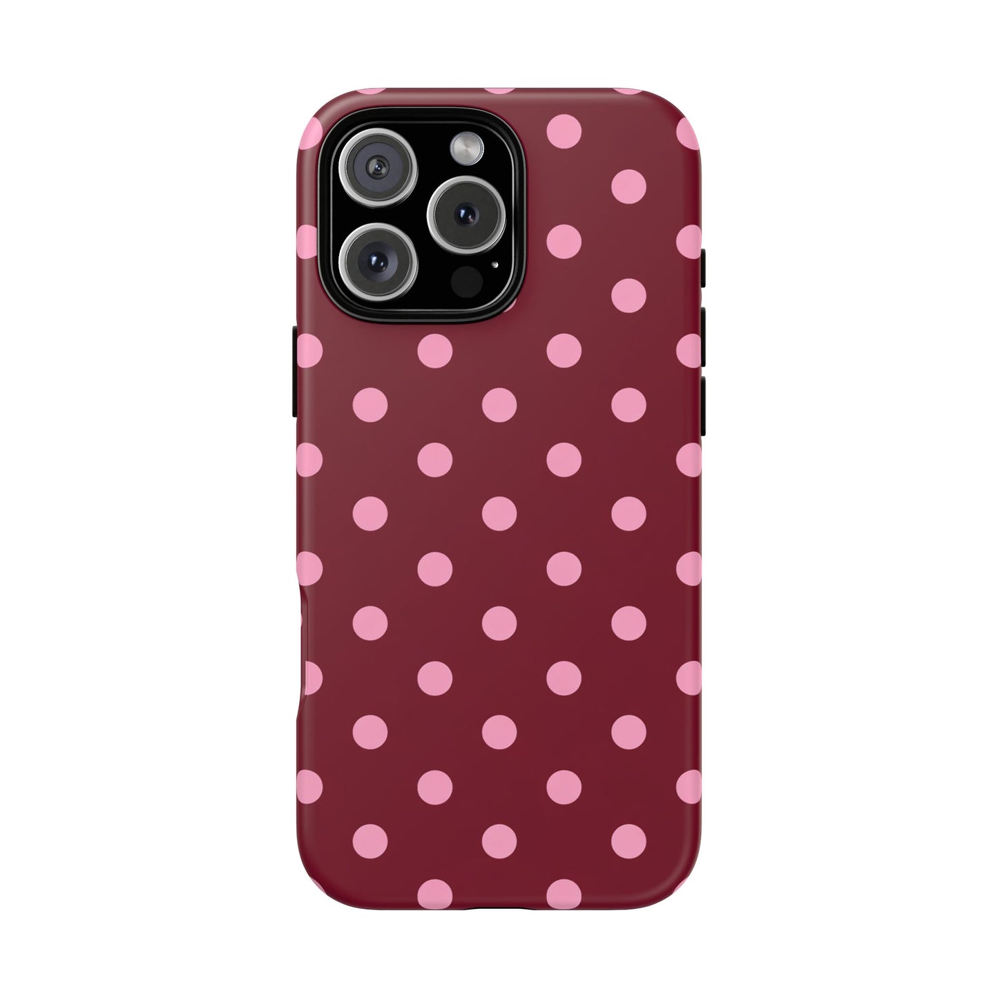 Pink Polka Dot Phone Case – Cute Aesthetic Tough Protective Phone Cover for Iphone, Samsung Galaxy and Pixel