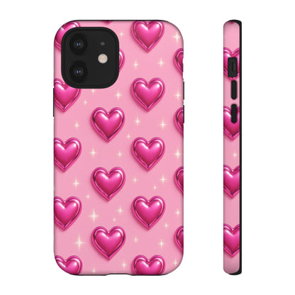 Pink Heart Pattern Phone Case | Tough Protective Case for Iphone, Samsung Galaxy and Pixel