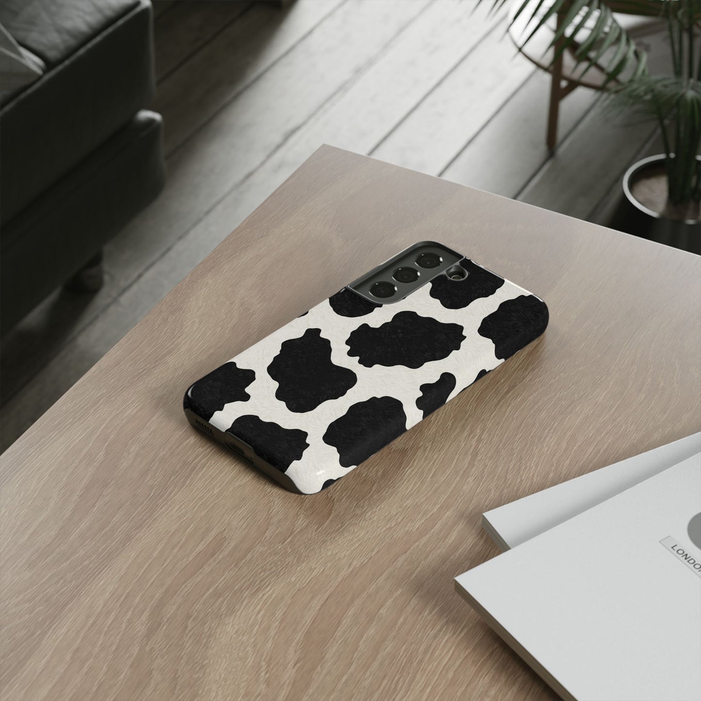 Black & White Cow Print Phone Case | Western Aesthetic iPhone & Samsung Tough Case