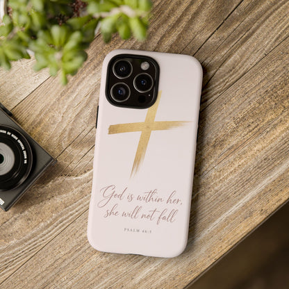 Psalm 46:5 God Is Within Her Christian Cross Phone Case Faith Gift