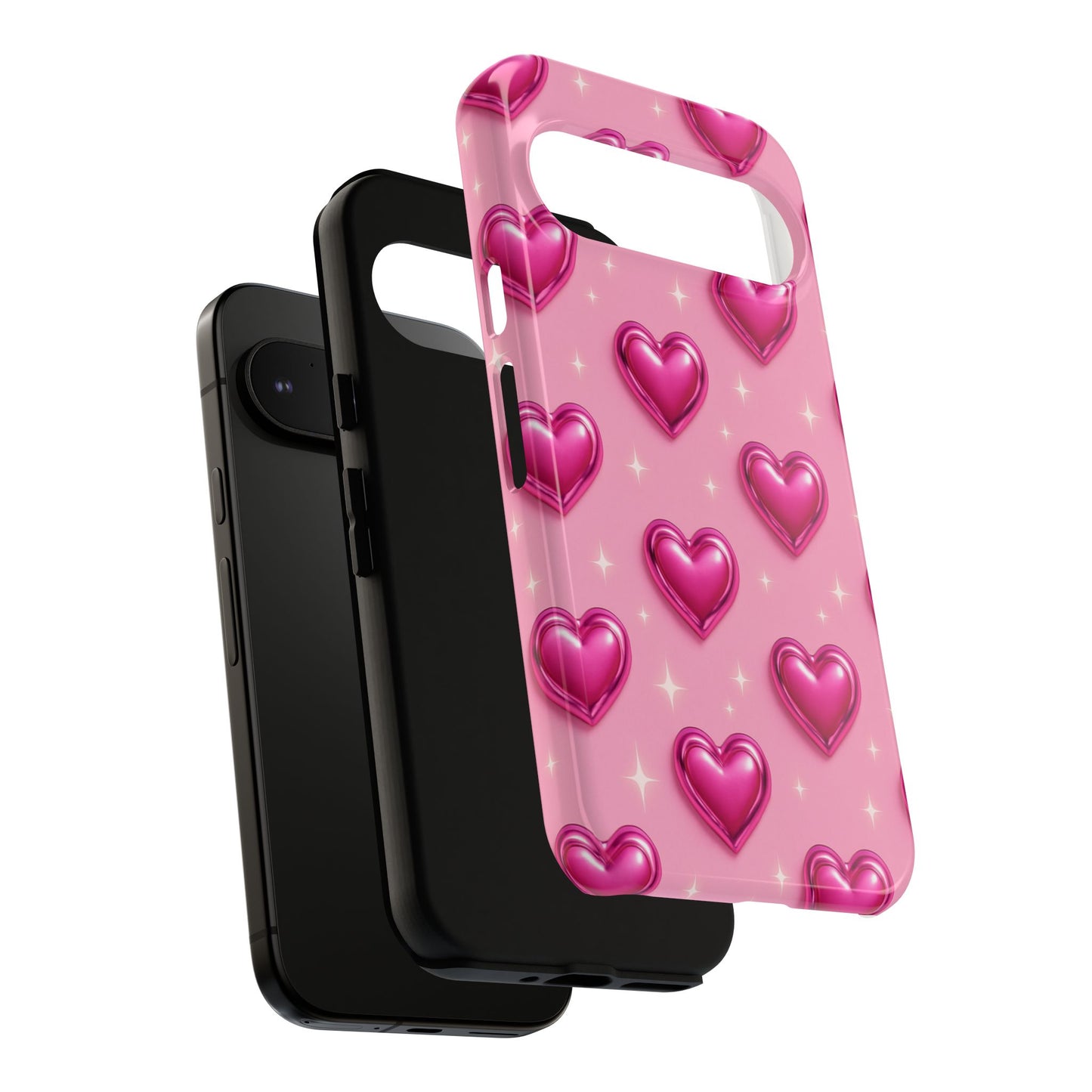 Pink Heart Pattern Phone Case | Tough Protective Case for Iphone, Samsung Galaxy and Pixel