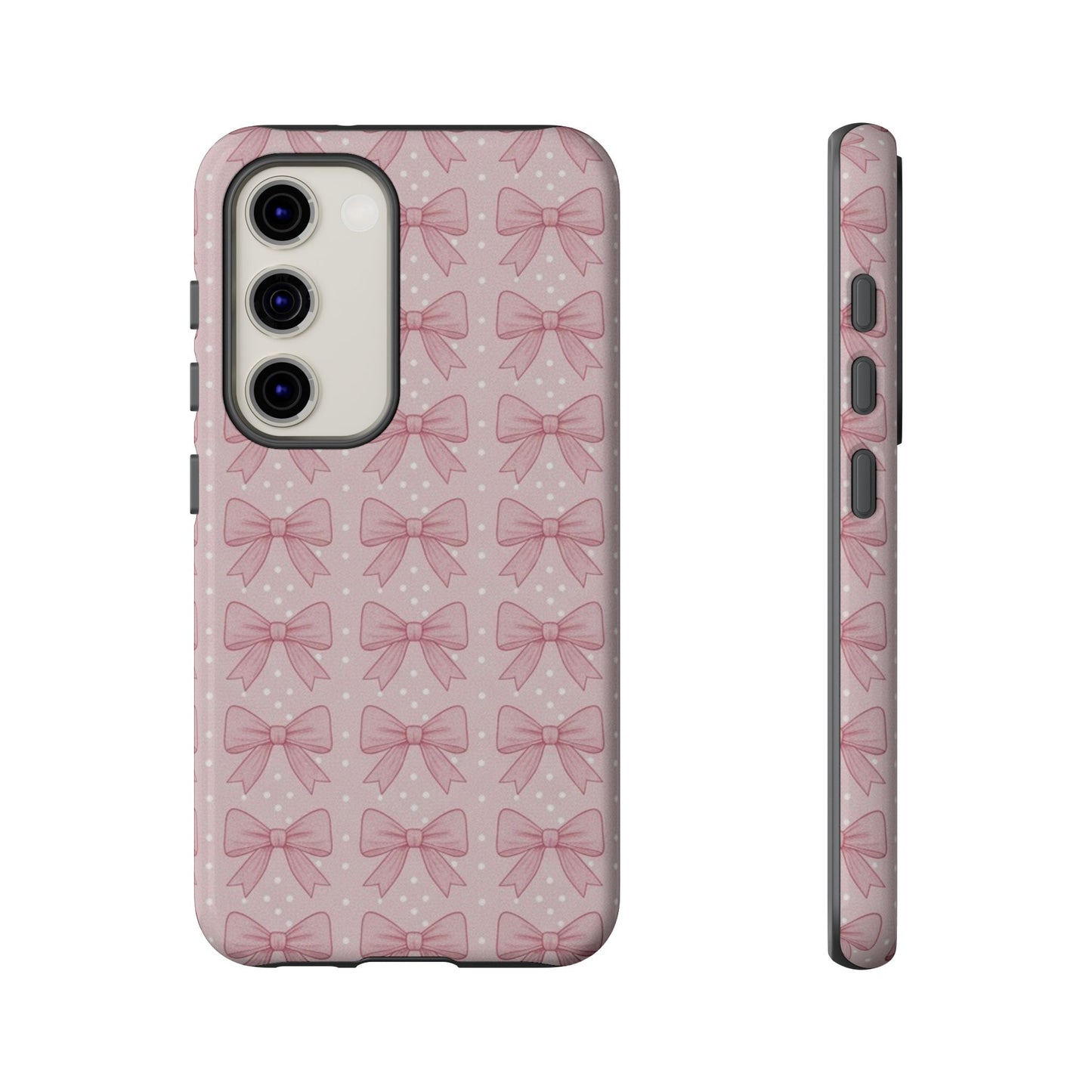 Pink Bow Pattern Phone Case – Soft Coquette Aesthetic Tough Case
