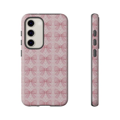 Pink Bow Pattern Phone Case – Soft Coquette Aesthetic Tough Case