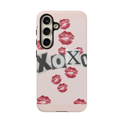 XOXO Kiss Print Phone Case | Coquette Valentine Aesthetic | Cute Pink Lipstick Kiss Tough Case for iPhone & Samsung