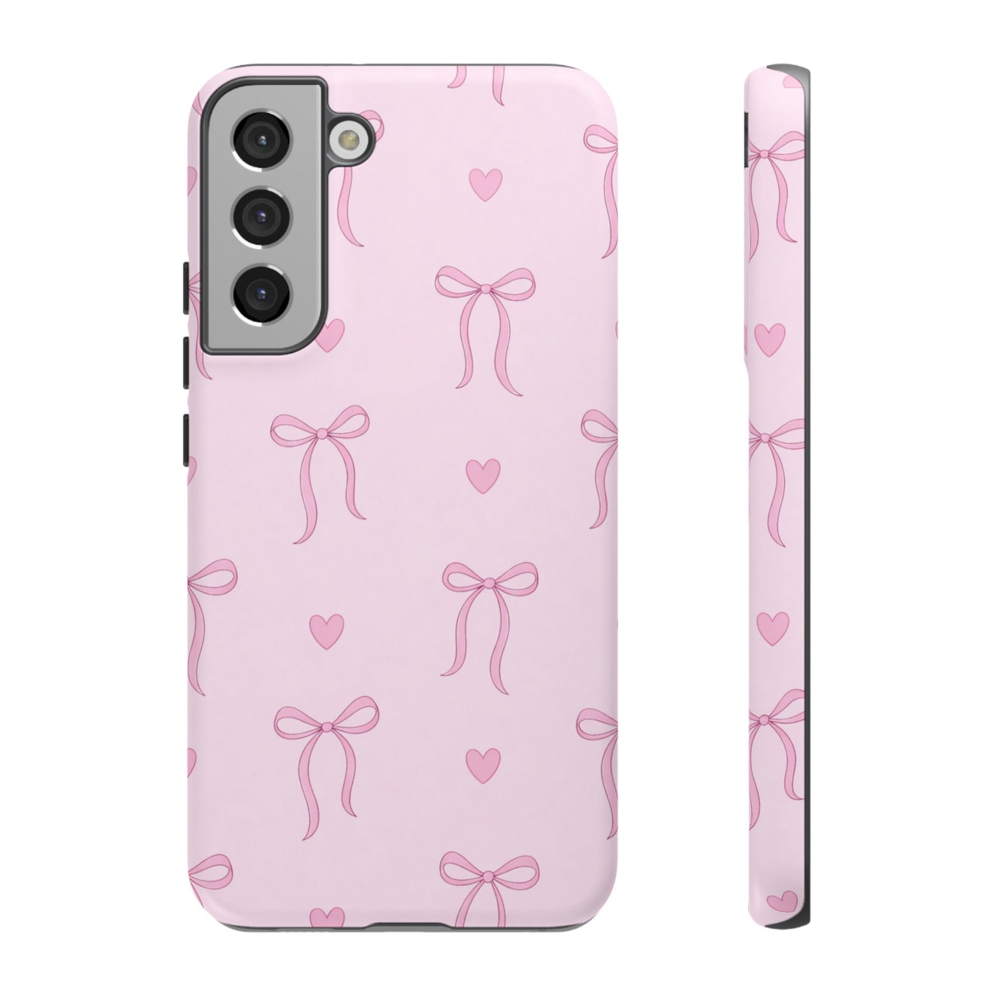 Pink Bow Heart Aesthetic Phone Case – Coquette Cute Tough Cover
