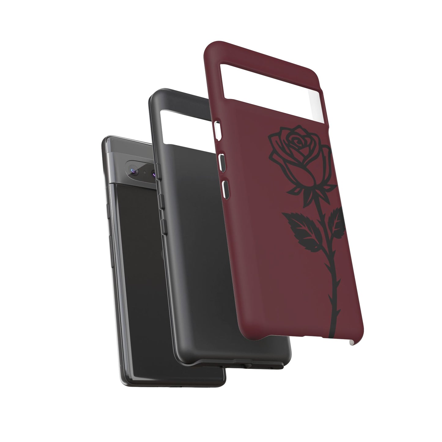 Black Rose Burgundy iPhone Case | Dark Aesthetic Shockproof Protective Cover