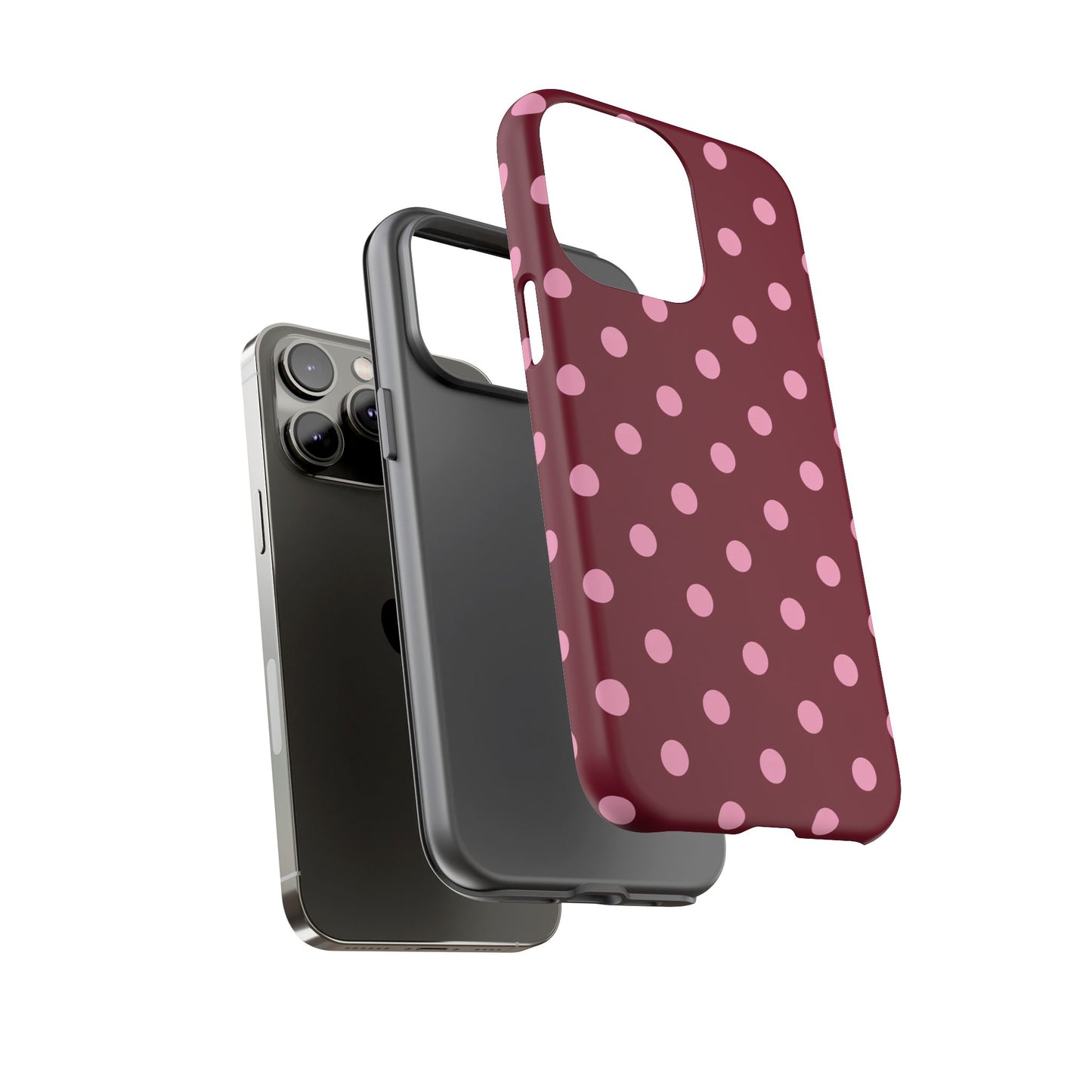 Pink Polka Dot Phone Case – Cute Aesthetic Tough Protective Phone Cover for Iphone, Samsung Galaxy and Pixel