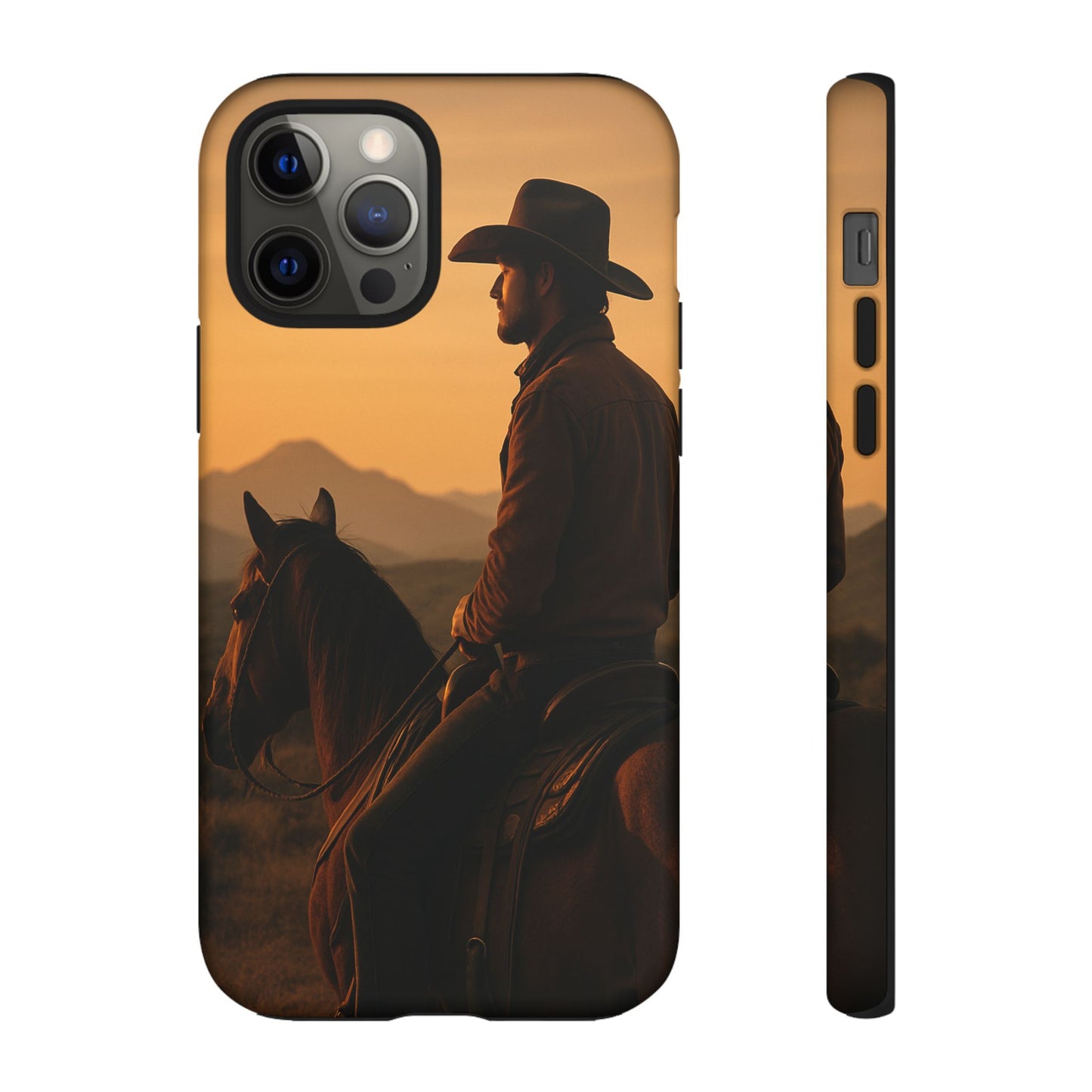 Western Cowboy Sunset Phone Case | Horse Rider Desert Aesthetic Tough Protective Case