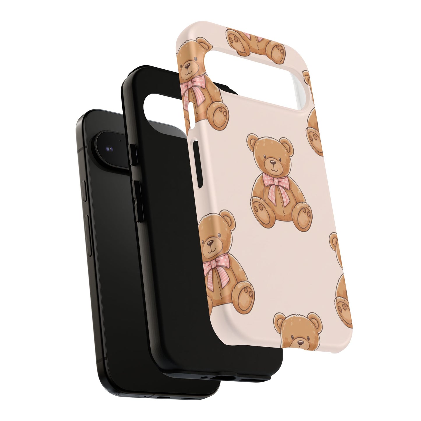 Teddy Bear Phone Case | Cute Coquette Aesthetic Pink Bear Pattern Case | Kawaii Soft Girl iPhone & Samsung Tough Protective Case