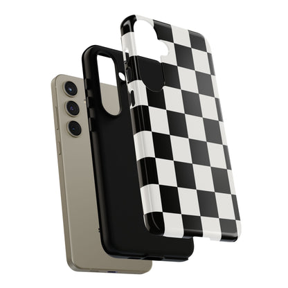 Black & White Checkerboard Phone Case – Classic Aesthetic Tough Protective Case