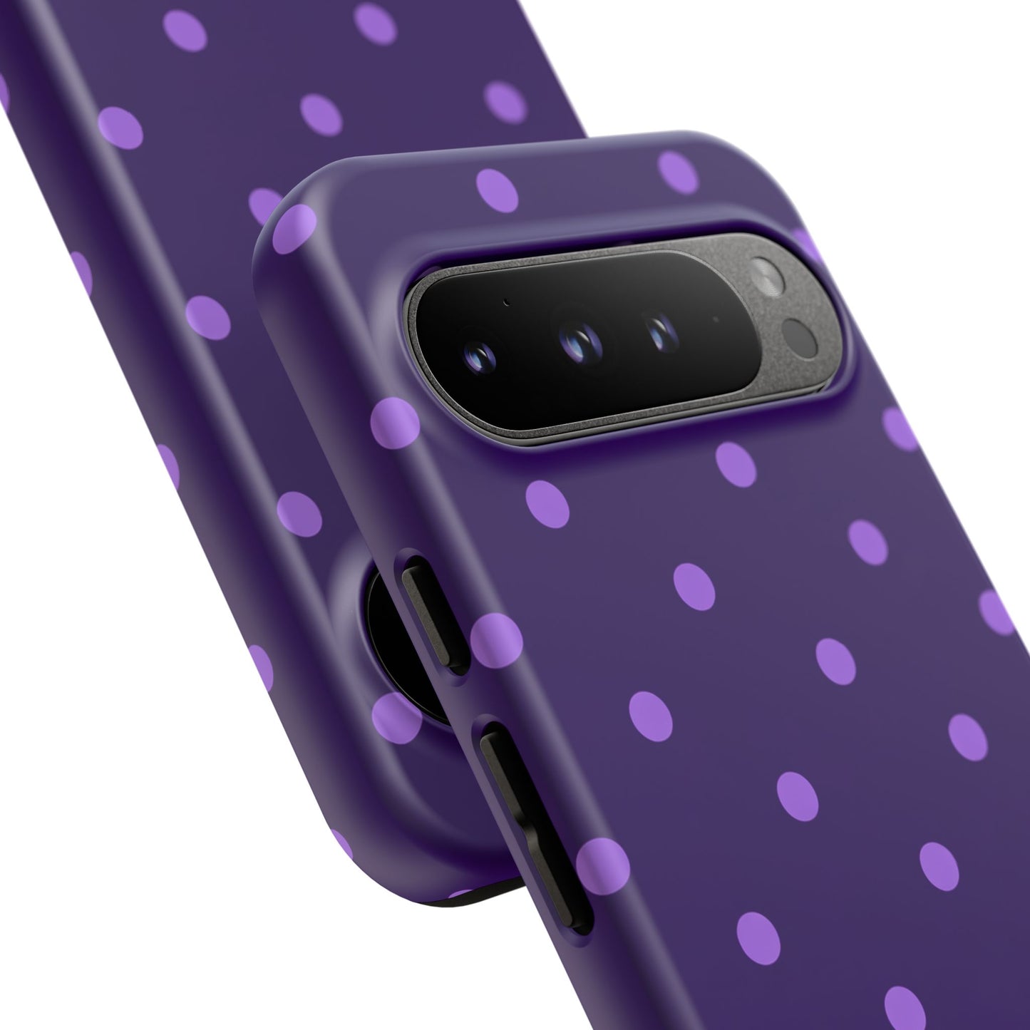 Purple Polka Dot Tough Phone Case – Cute Stylish Durable Protective Cover for Iphone, Samsung Galaxy and Pixel