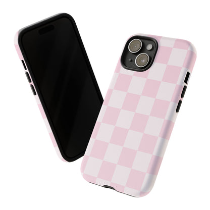 Pink Checkerboard Phone Case | Aesthetic Tough Protective Case