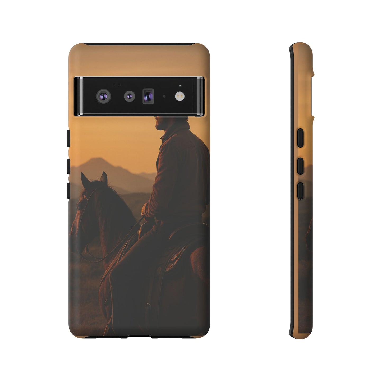 Western Cowboy Sunset Phone Case | Horse Rider Desert Aesthetic Tough Protective Case