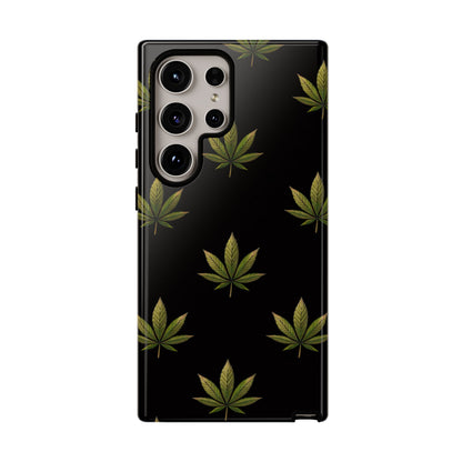 Cannabis Leaf Phone Case Green Weed Leaf Pattern Tough Protective Cover