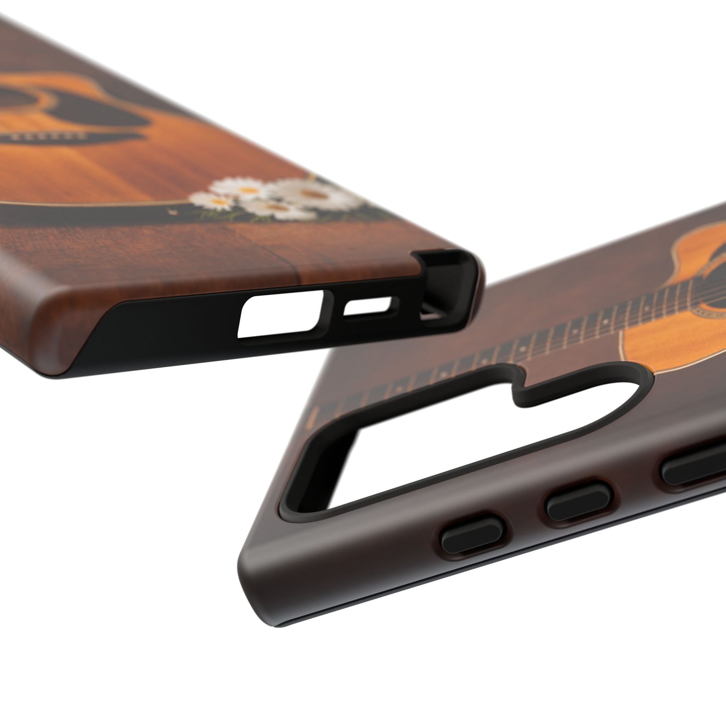 Acoustic Guitar Daisy Phone Case | Rustic Music Lover Tough Cover