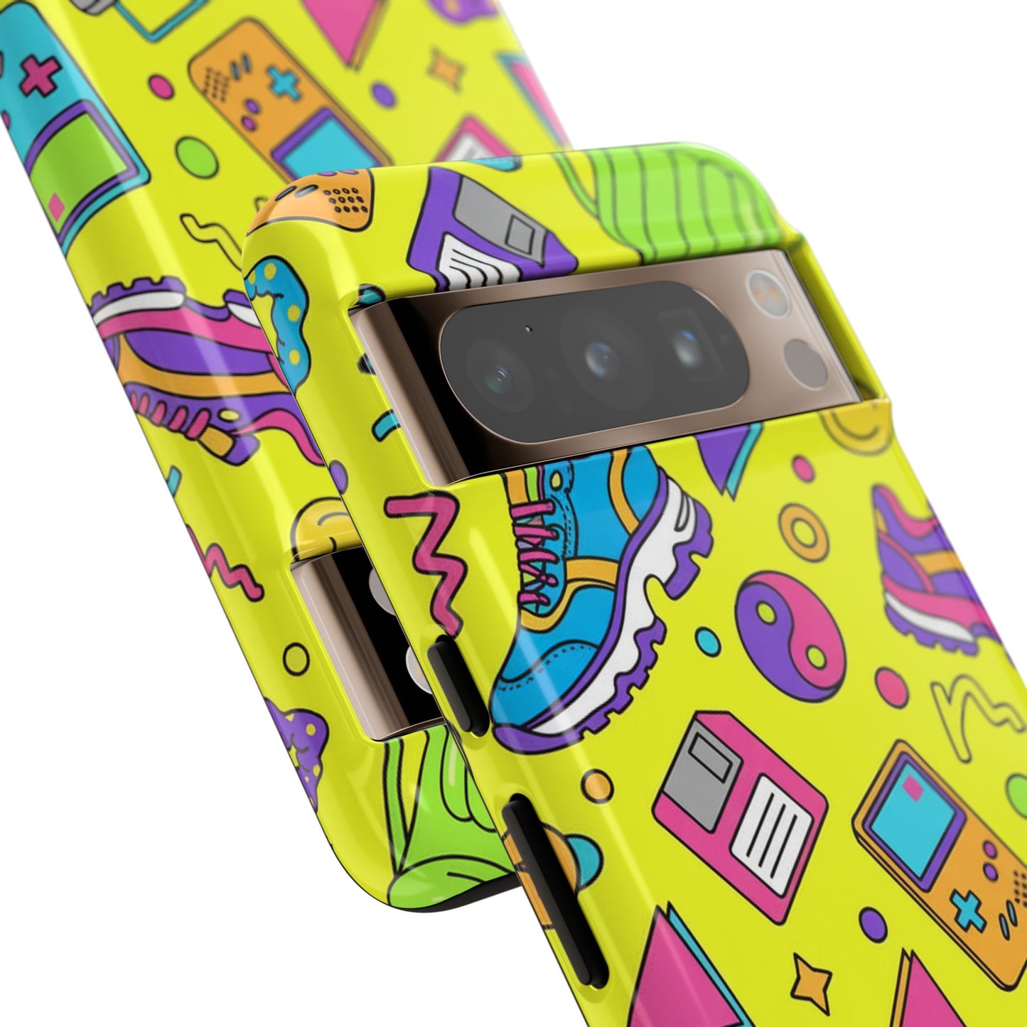90s Retro Neon Phone Case – Y2K Nostalgia Colorful Icons Tough Protective Case